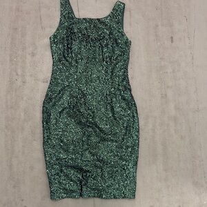 Studio One Green Sheath Mini Dress Square Neck Cocktail